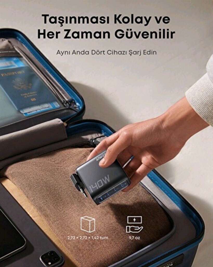 Anker 140W USB-C Şarj Cihazı, 4 Bağlantı Noktalı, Hızlı Şarj - 5