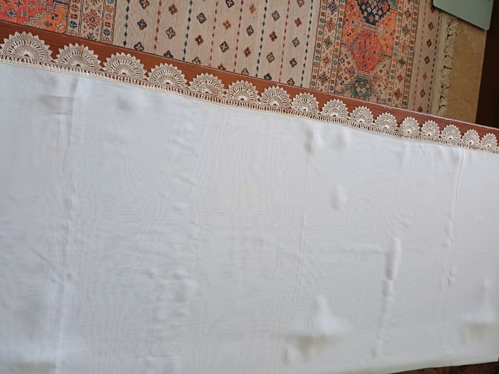 Açık krem ipek iğne oyalı en 95cm boy142cmmevlüt örtüsü - 2