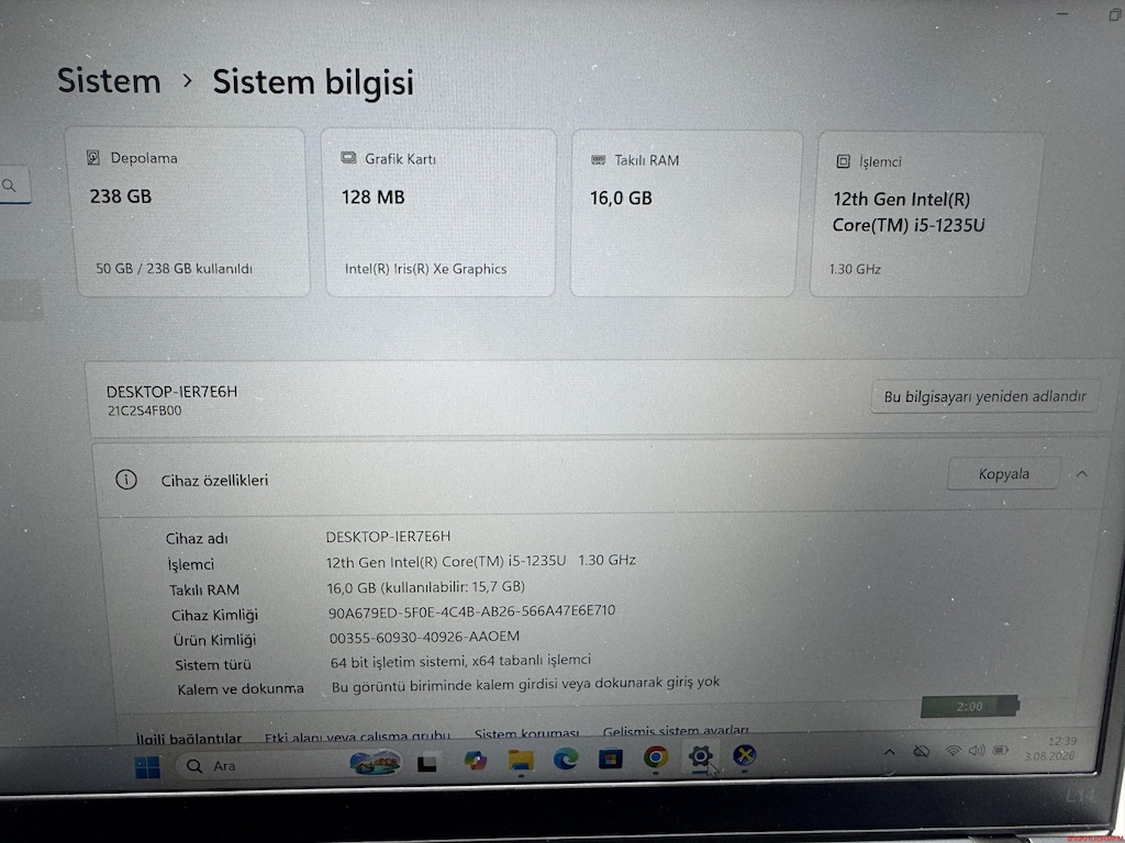 LENOVO THİNKPAD İ5 12. NESİL 16 GB RAM 256 NVME - 5