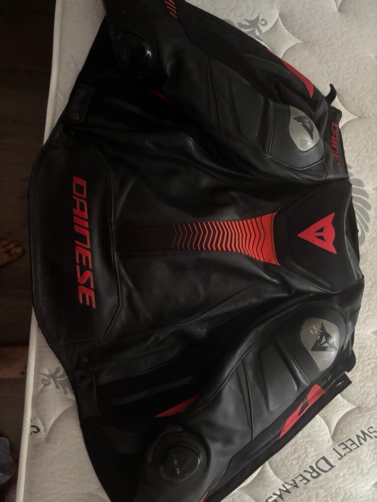 Dainese Super Speed 4 Black Matt Fluo Red Deri Ceket