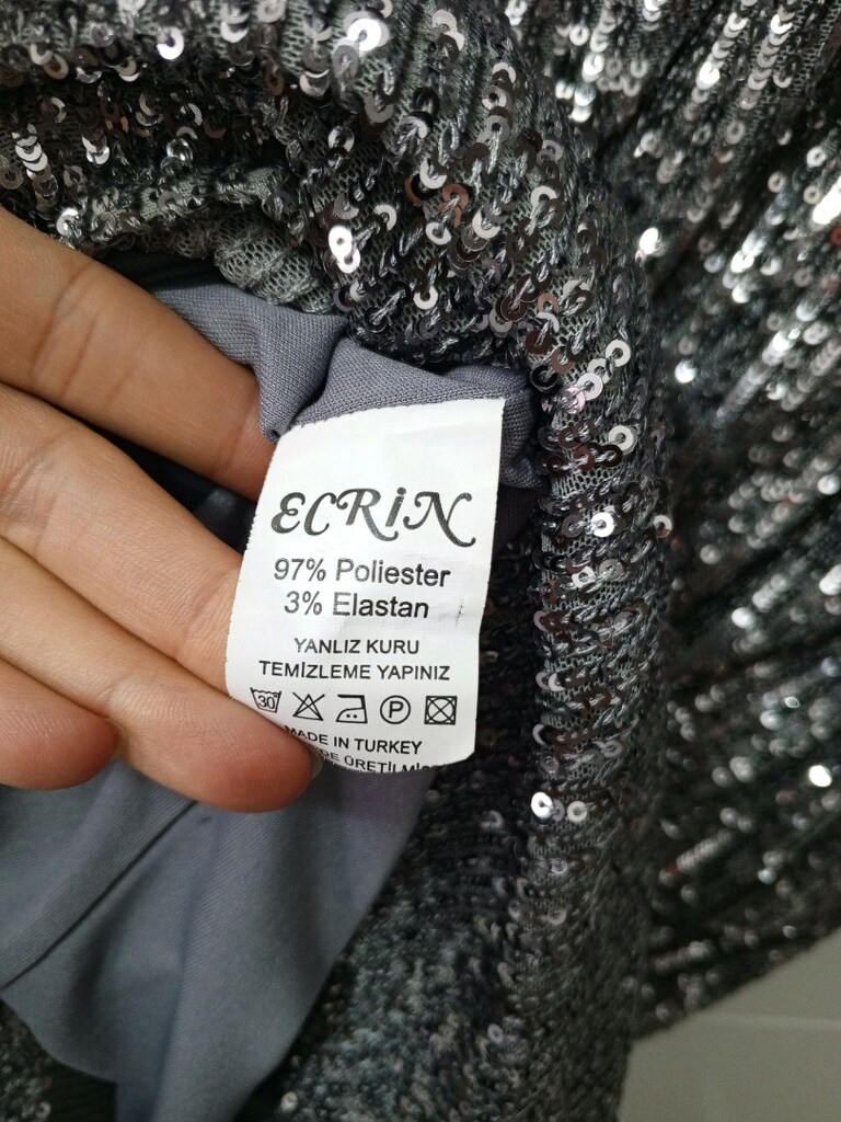 Ecrin Marka Gümüş Payetli Elbise - 8
