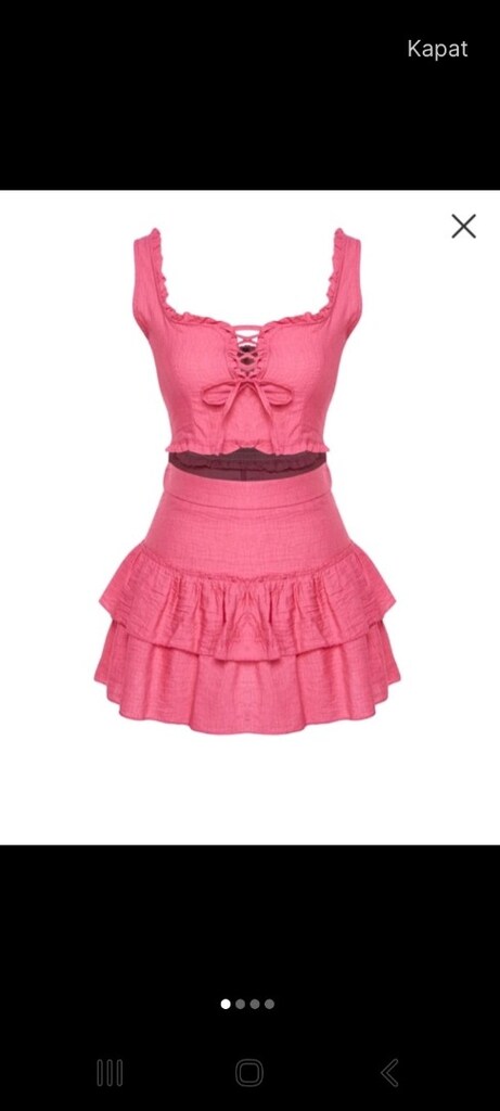 pembe firfirli etek bluz