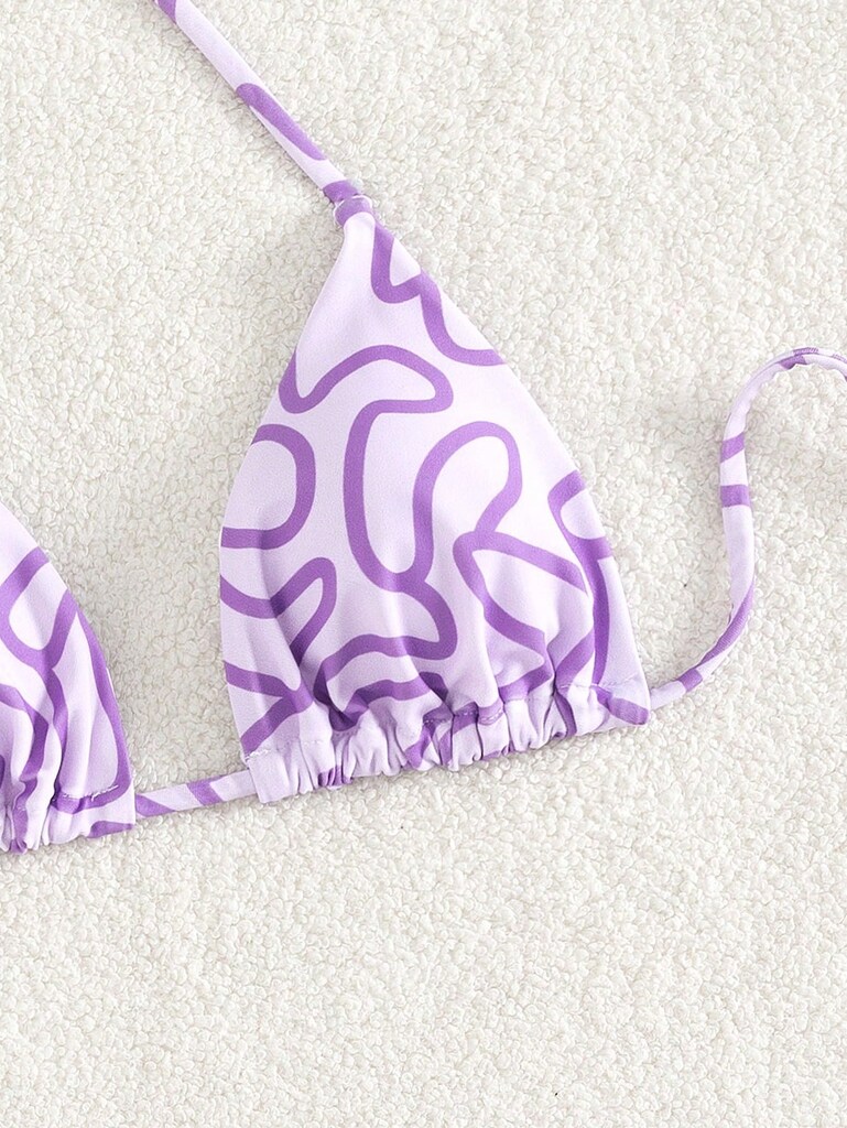 B178 Popüler Çizgili Zebra Desenli Bikini Üstü Push-Up Mayo Tekli Pake - 5