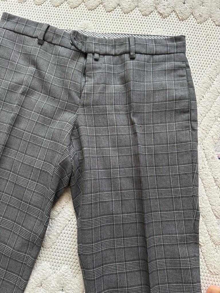 Gri Çizgili Kumaş Pantolon - 3