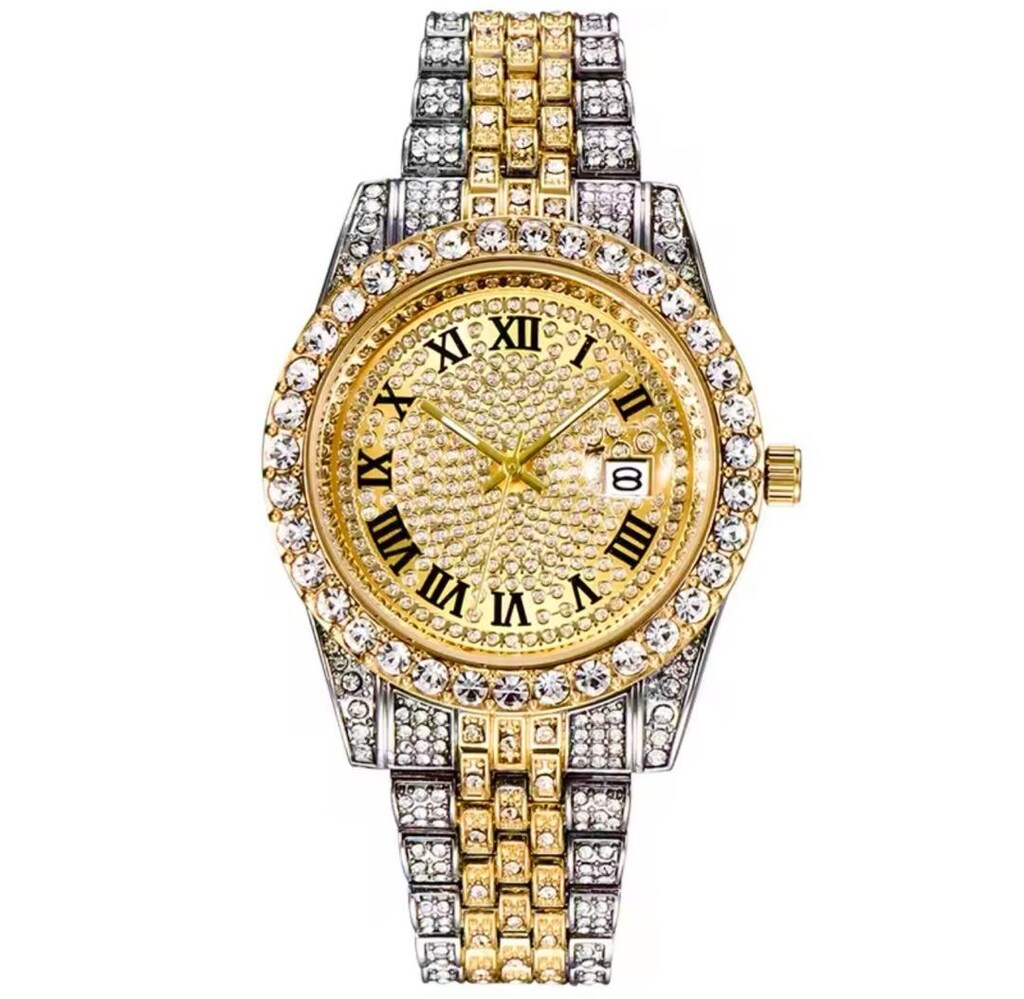 ‼SIFIR/İTHAL/18K Altın Kaplama Swarovski Taş Unisex Saat+Bilek - 5