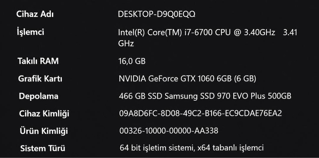 i7-6700 | GTX 1060 6GB | 16GB RAM | Oyun Bilgisayarı - 5