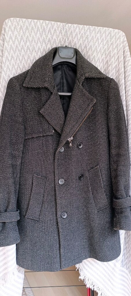 Vintage Kruvaze Kaşe Kaban Oversize Kalın Kışlık
