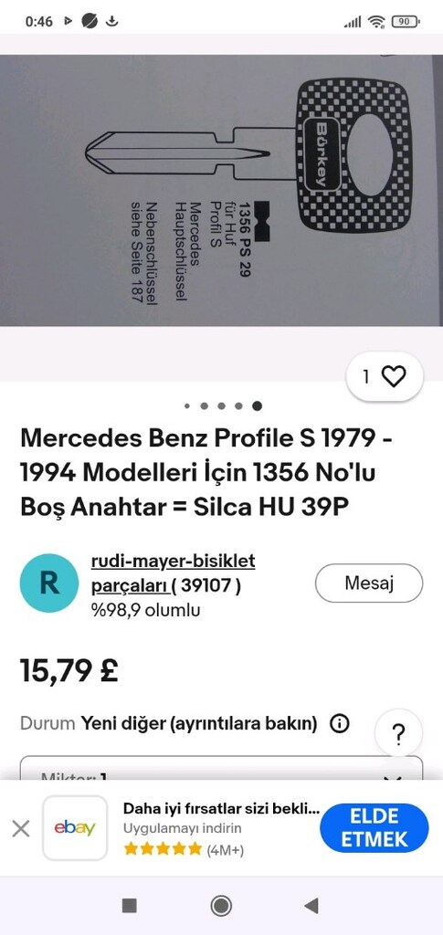 Mercedes w124-w126 ham anahtar - 6