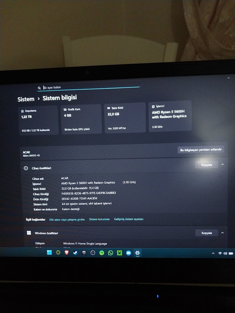 Temiz Kullanılmış ACER Nitro 5 | Geforce RTX 3050 | Ryzen 5 5600h - 2