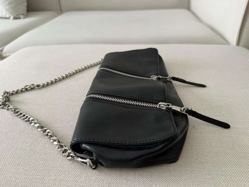 Zara Siyah Fermuar Detaylı Omuz Çantası - 5