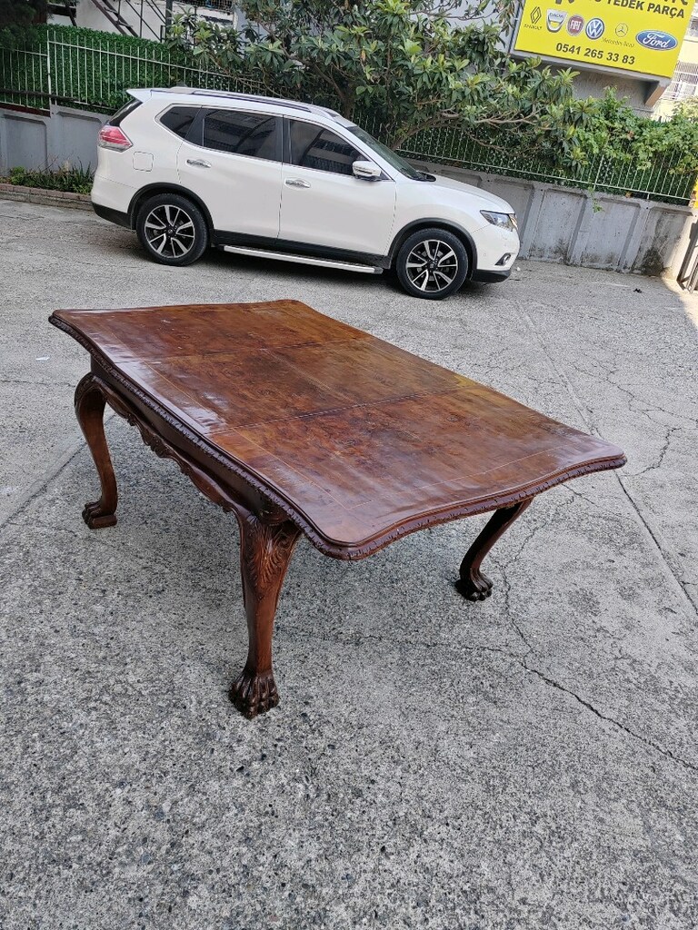 Antika 1930'lardan ceviz açılır yemek masası - 2