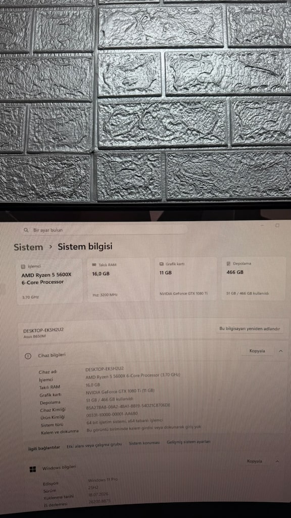 " TEMİZ " R5 5600X / GTX 1080Ti / 16GB RAM - SİSTEM - 4