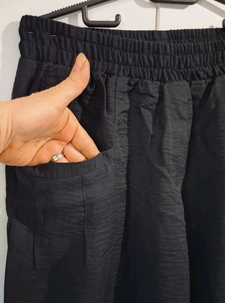 L-XL Geniş Bol Paça Kadın Günlük Keten Pantolon - 6