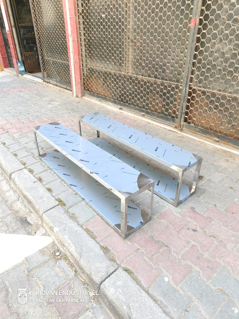 iki katlı duvar rafı krom duvar raf endüstriyel hazır mutfak krom raf - 16