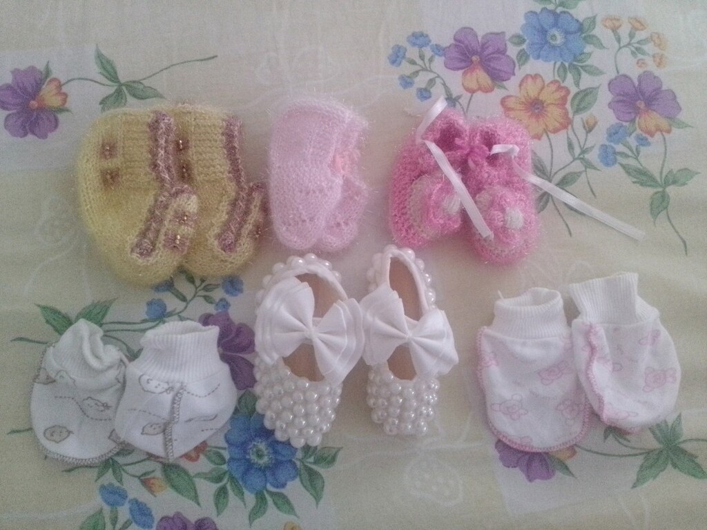 bebek patikleri sıfır ürünlerdir 3 çift patik 2 çift eldiven - 5