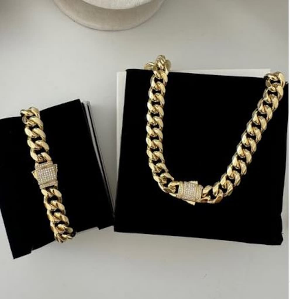 XUPİNG VİP ÇELİK gurmet bakla 14K ALTIN İŞÇİLİK KOLYE KÜPE SET zara HM