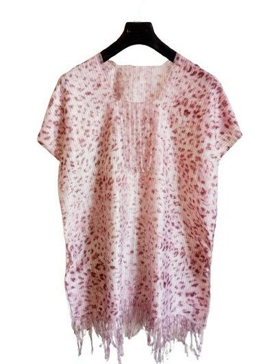 Pembe Batik Desenli Bohem Bluz