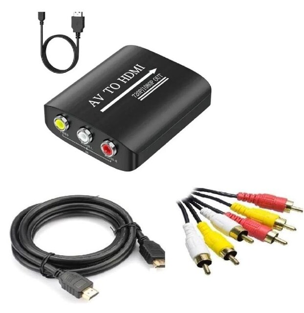 rca hdmi çevirici adaptör + hdmi kablo + rca kablo