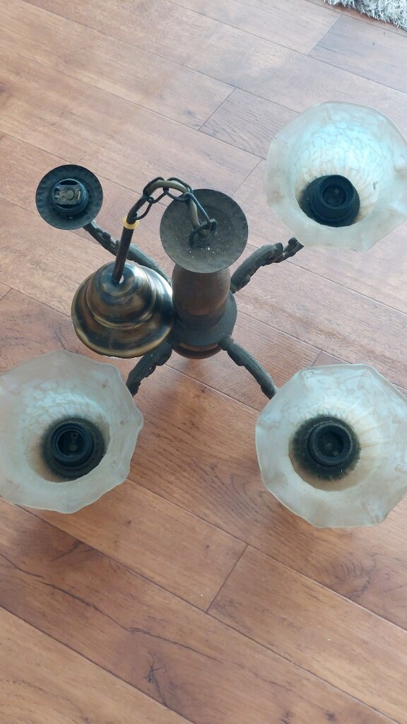 1 adet antika ahşap avize - 3