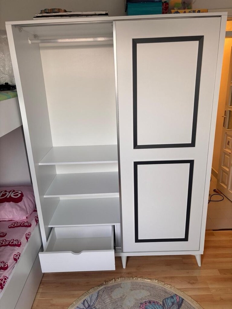 vivense çift çekmeceli sürgülü raflı mdf gardırop - 4