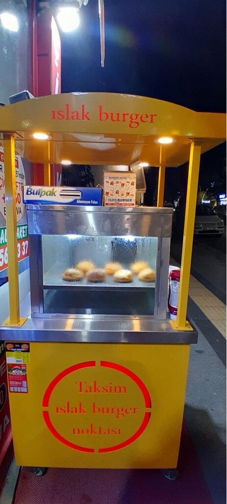 Komple Islak Burger Arabası ve Isıtma Tezgahı (Tekerlekli / Tenteli) - 2