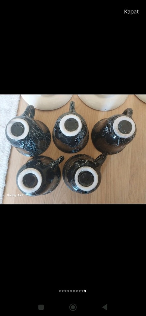 mermer desenli fincan takımı 1 adet eksik - 8