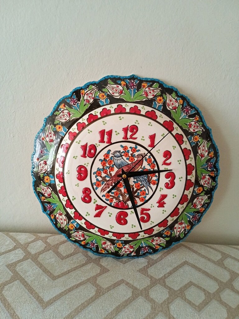 45x45 CM KADİFE KUTUSUNDA 31 CM SORUNSUZ PORSELEN & ÇİNİ DUVAR SAATİ - 10