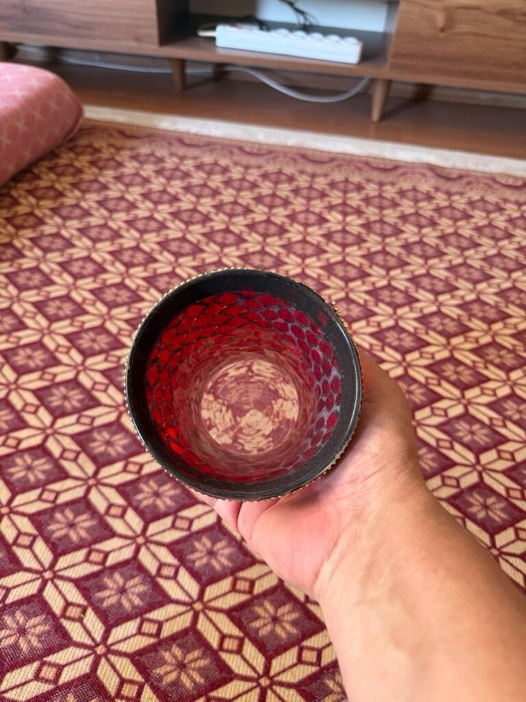 mozaik kaplama kırmızı renkli vazo - 4