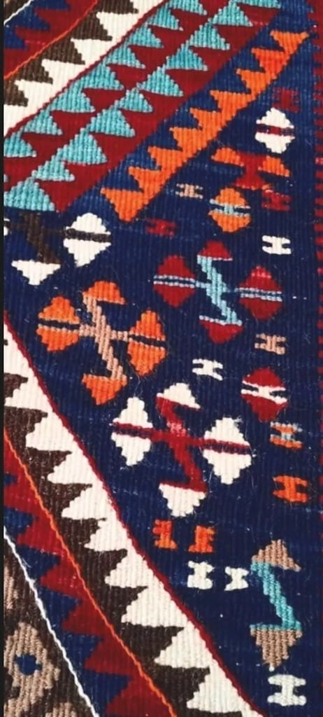 Antika Van El Yapımı dokuma yün kilim - 9
