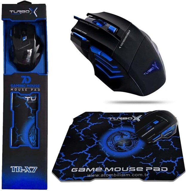 Turbox EpicBeast 3200Dpi Usb Kablolu Mavi Siyah Gaming Optik Mouse
