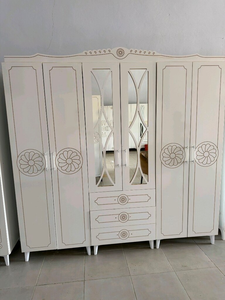 elbise dolabı 6 kapaklı içi raflı özel üretim MDF - 4