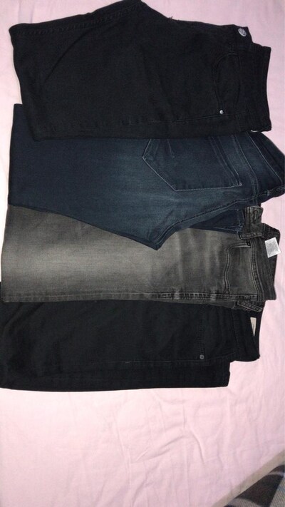 erkek jeans kot pantolon markalı 4 adet birlikte koyu renkler 30/32
