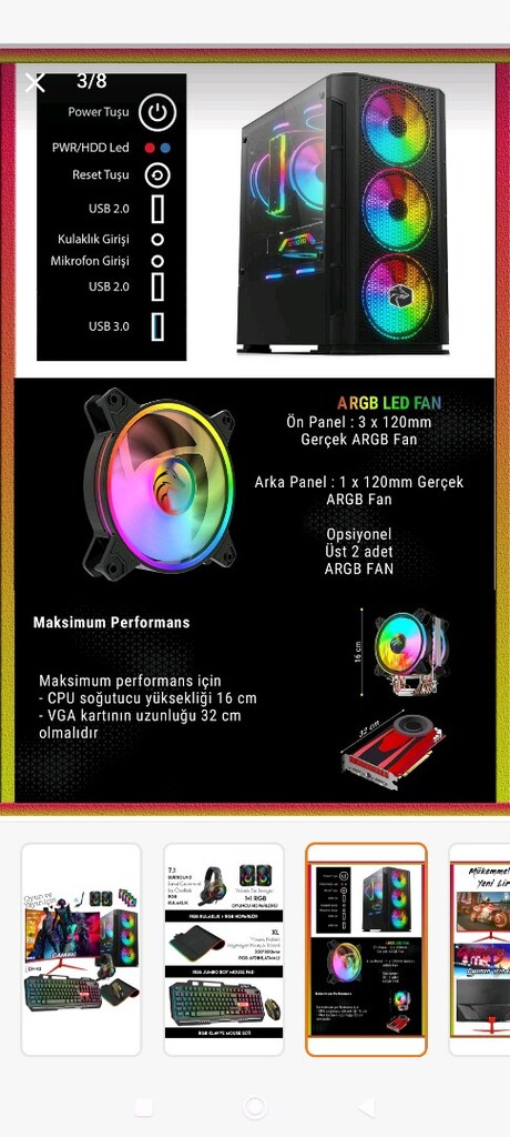 Ryzen 5 5500 RTX 3050 32GB RAM 1TB SSD + 24” 165Hz Monitör - 4