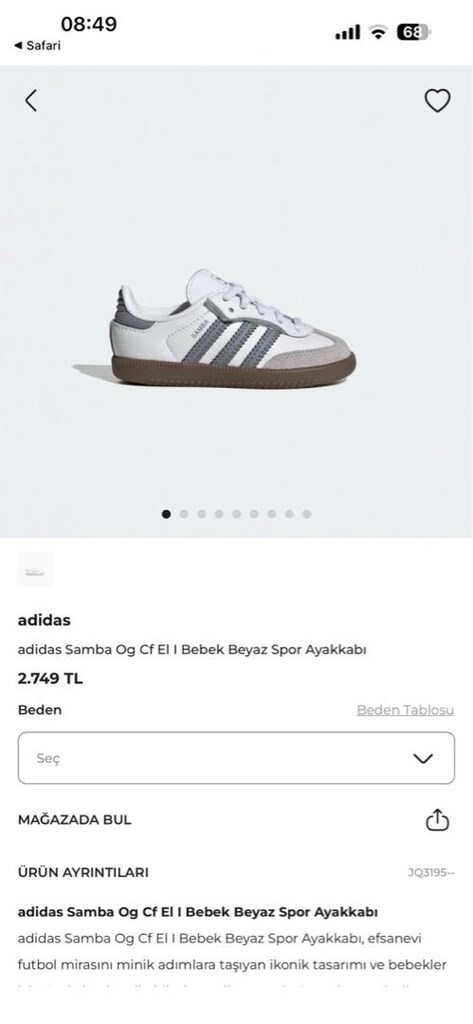 Adidas Samba Sıfırdan Farksız Bebek Ayakkabısı - 6