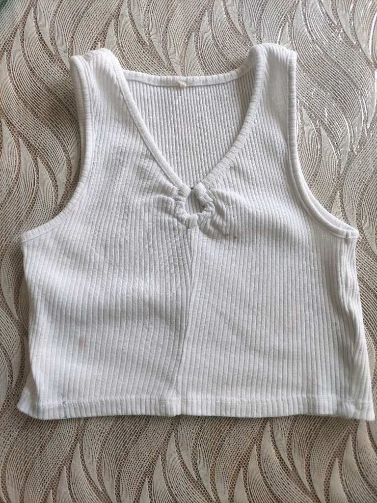 Kız çocuk fitilli askılı Beyaz Crop Üst - 5