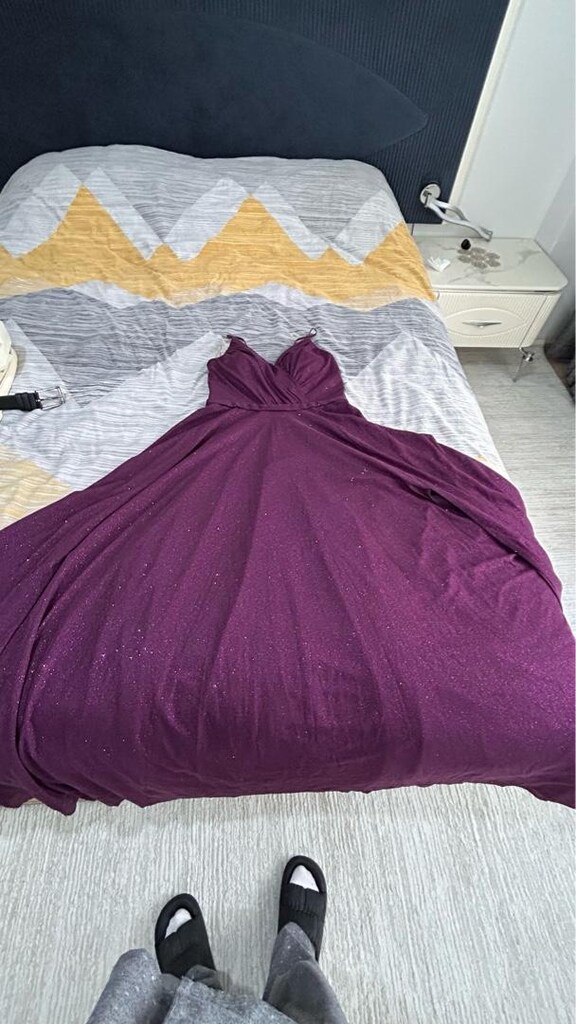 Şıklığın ve Zarafetin Koyu Mor Uzun Elbisesi - 6