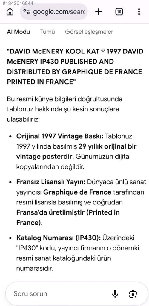 orijinal Fransa basimi vintage kedi Tablosu David McEnery Kool Kat - 4