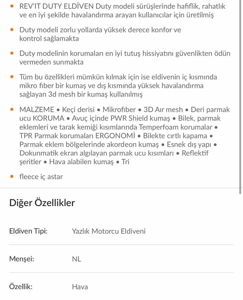 Revit Duty Yazlık Eldiven XL ( Orjinal ) - 8