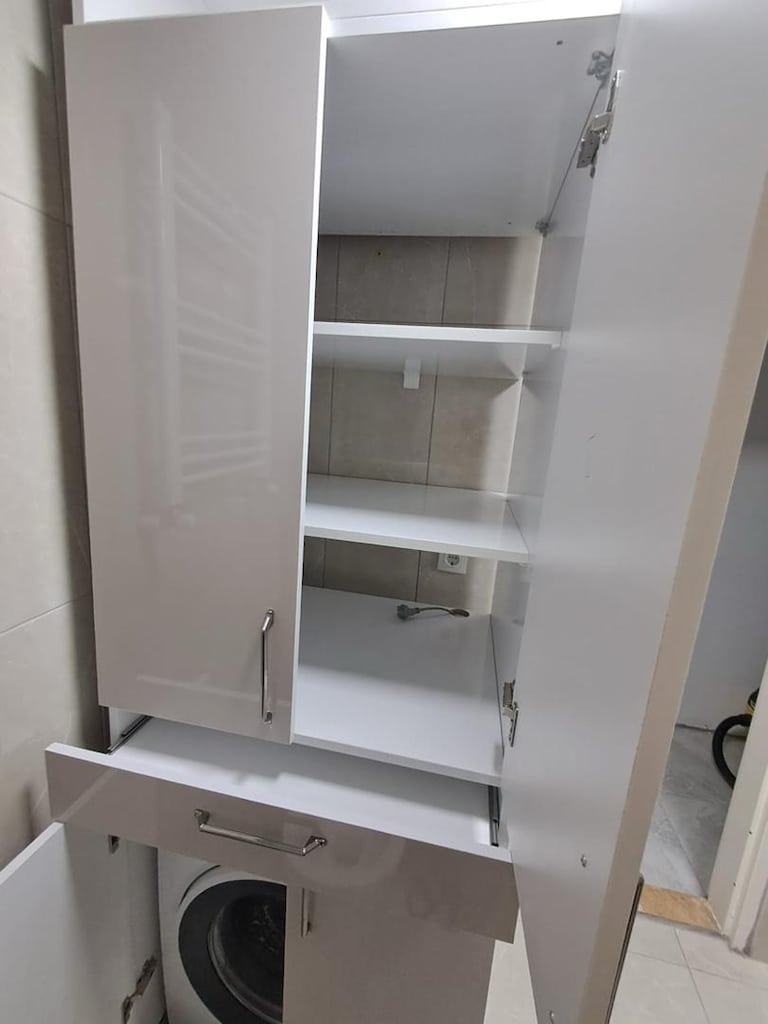 Özel Yapım Çamaşır & Kurutma Makinesi Üstü Banyo Dolabı - 6