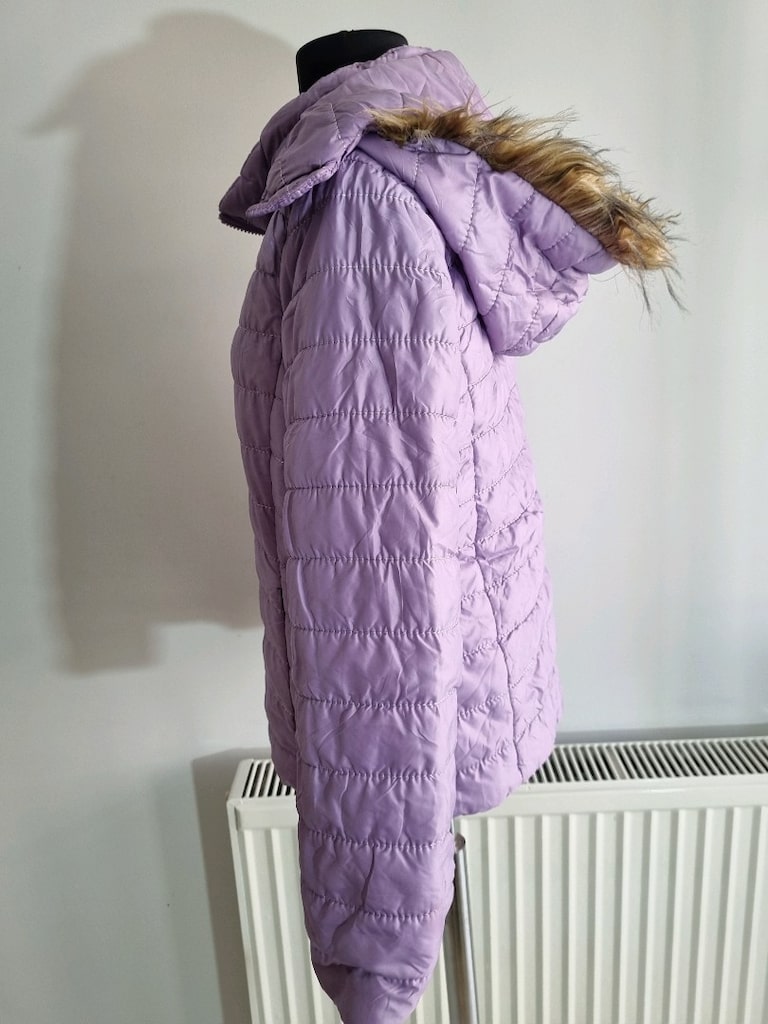 Lila Renkli Kapşonlu Mont - 5