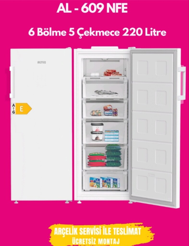 ALTUS AL 609NF ALTI ÇEKMECELİ NO FROST DERİN DONDURUCU 220lt SIFIR - 2