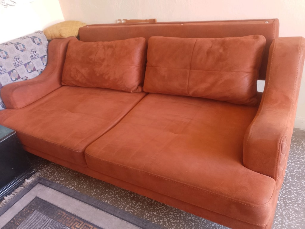 2 ADET NUBUK KUMAŞ KOLTUK SIRTTAN AÇILMALI TEMİZ SAĞLAM - 4