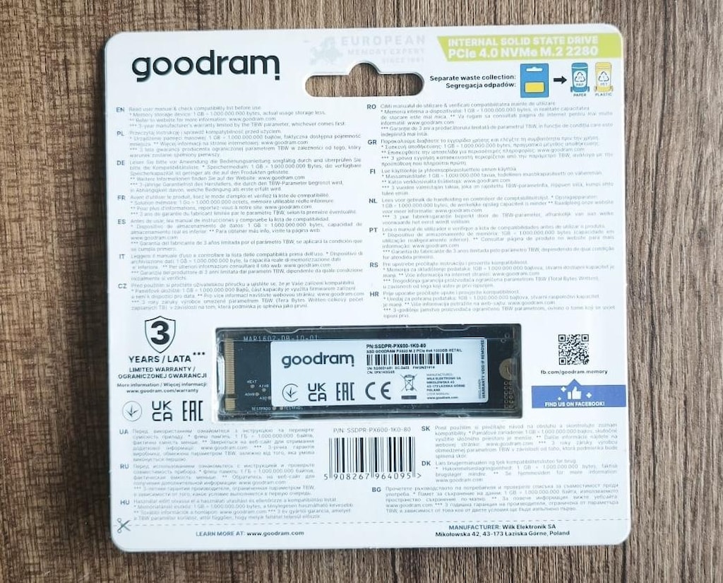 1TB - Goodram PX600 PCIe 4.0 NVMe M.2 SSD - 3D Nand - 3