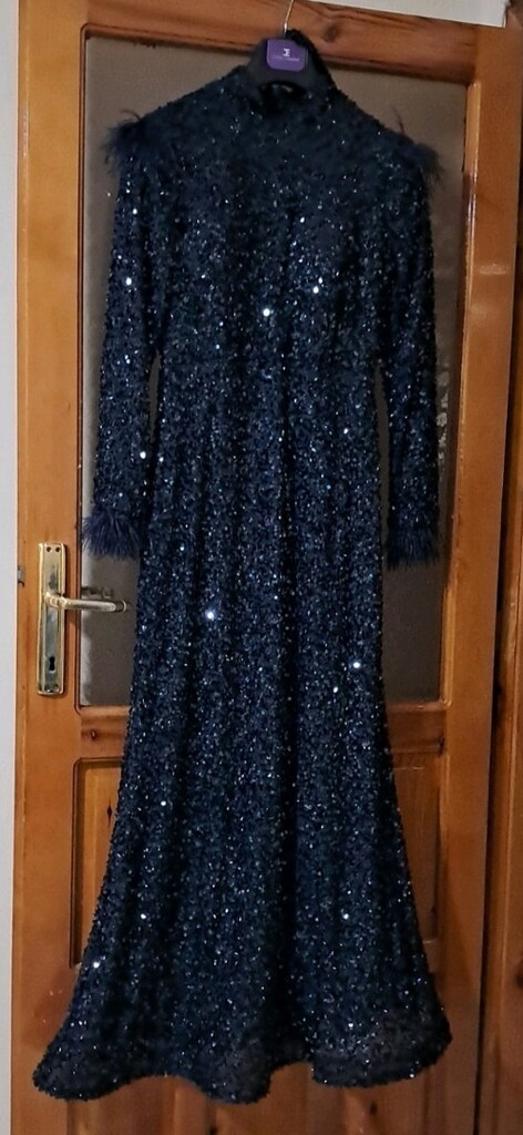 lacivert pul payet abiye - 3