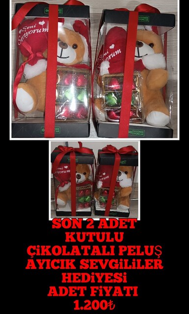 KUTULU HEDİYELİK SENİ SEVİYORUM PELUŞ AYI ÇİKOLATA HEDİYELİ ADET FİYAT