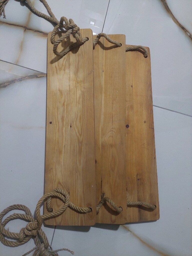 Ahşap halatlı raf. 70x20 cm. - 3
