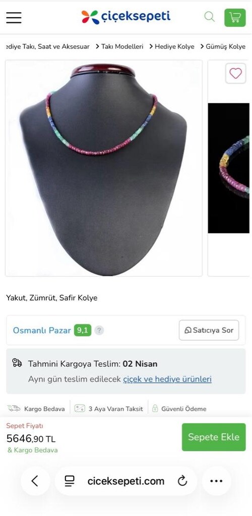 Yakut Zümrüt Safir Doğaltaş Kolye - 13