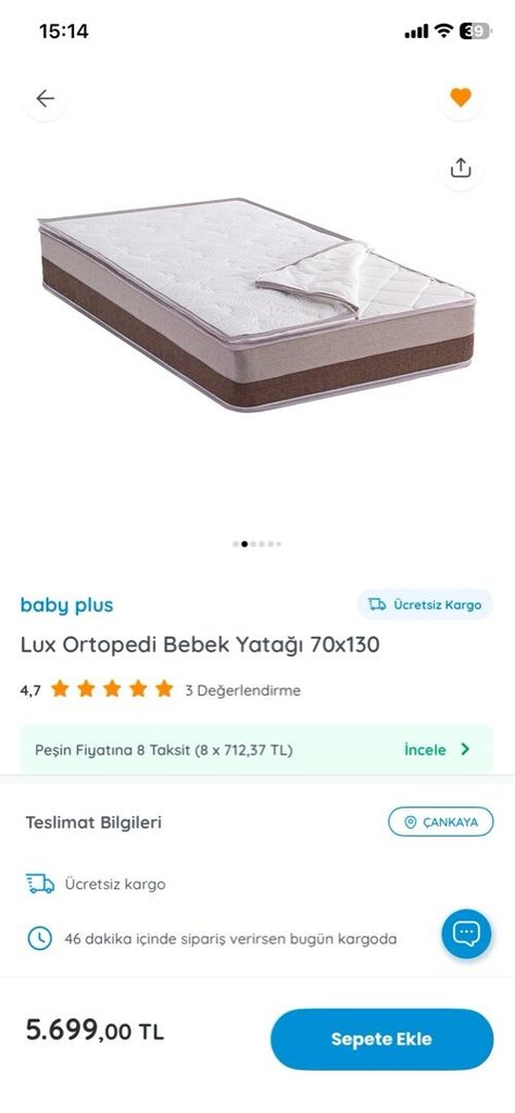 Ebebek Baby Plus Lux Ortopedi Yaylı Bebek Yatağı 70x130 - 8