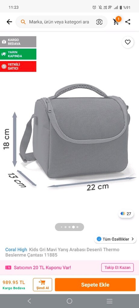 Coral high beslenme çantası - 5