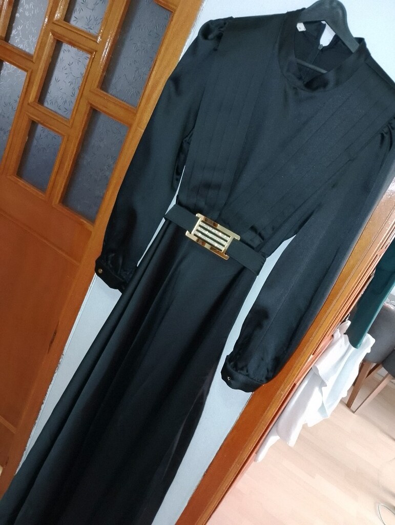 siyah saten abiye - 2